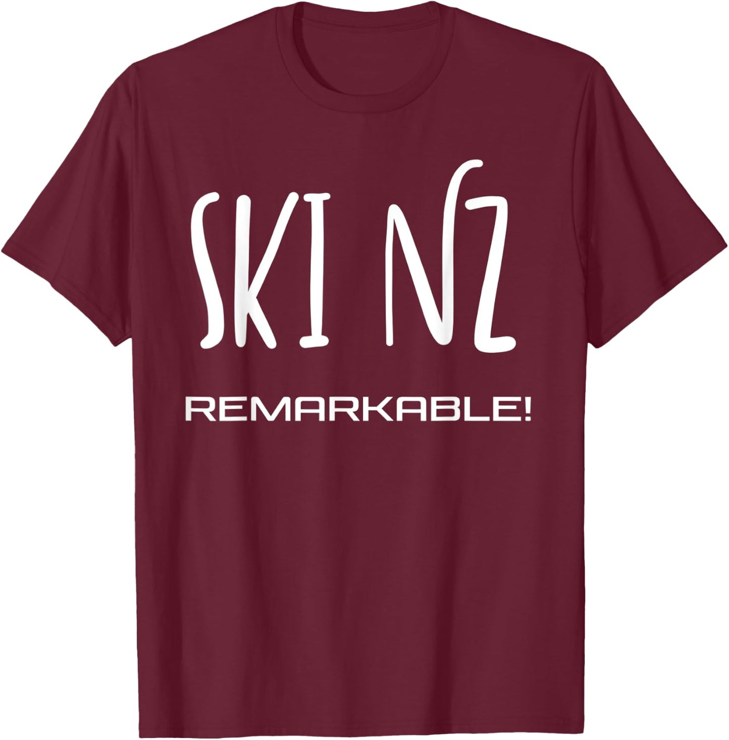 Ski New Zealand - the Remarkables Queenstown Text Design T-Shirt - T-Shirt | Maroon