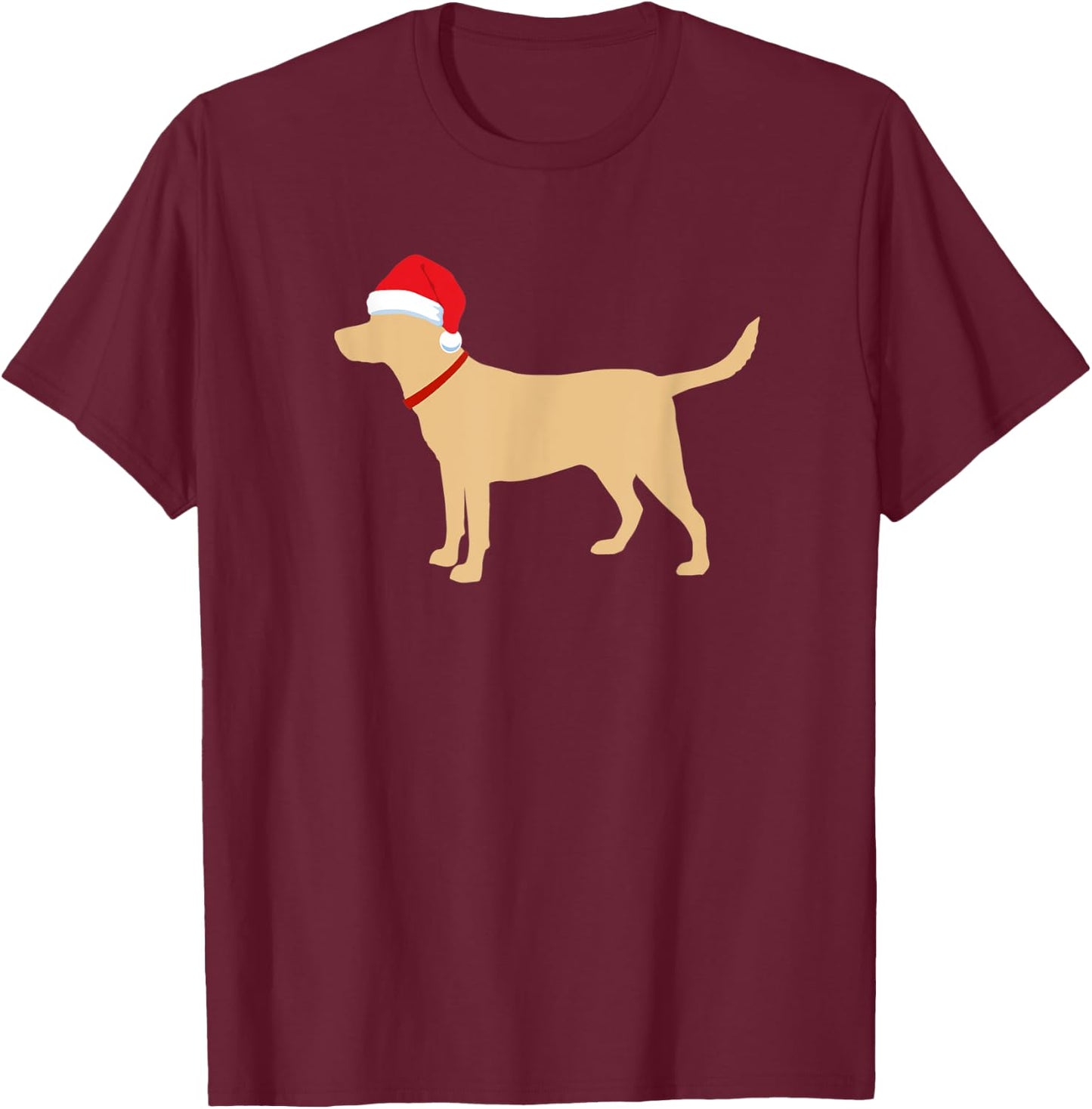 Yellow Lab Santa Hat Cute Labrador Christmas Gift T-Shirt - T-Shirt | Maroon