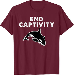 End Captivity Orca Whale Animal Rights T-Shirt - T-Shirt | Maroon
