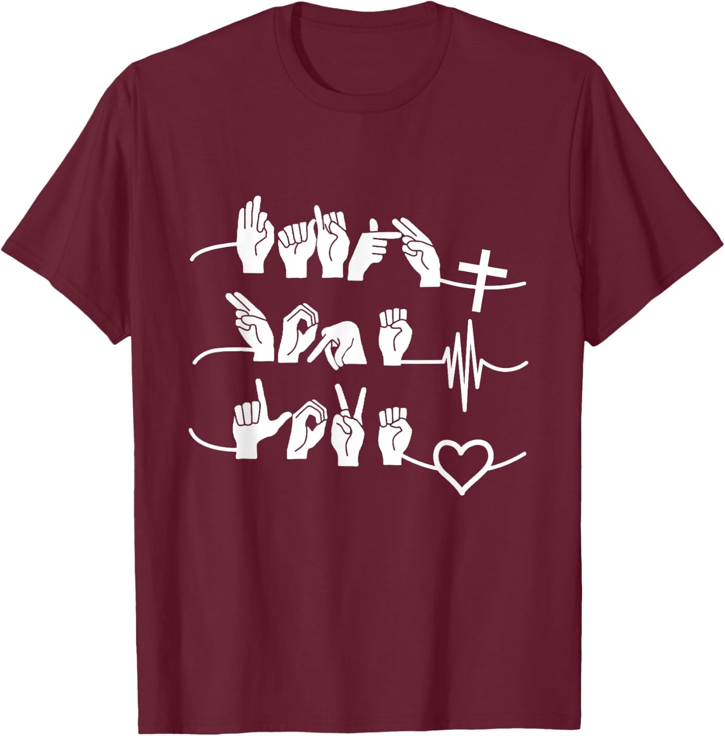 Faith Hope Love - Christ Religion Heartbeat T-Shirt - T-Shirt | Maroon