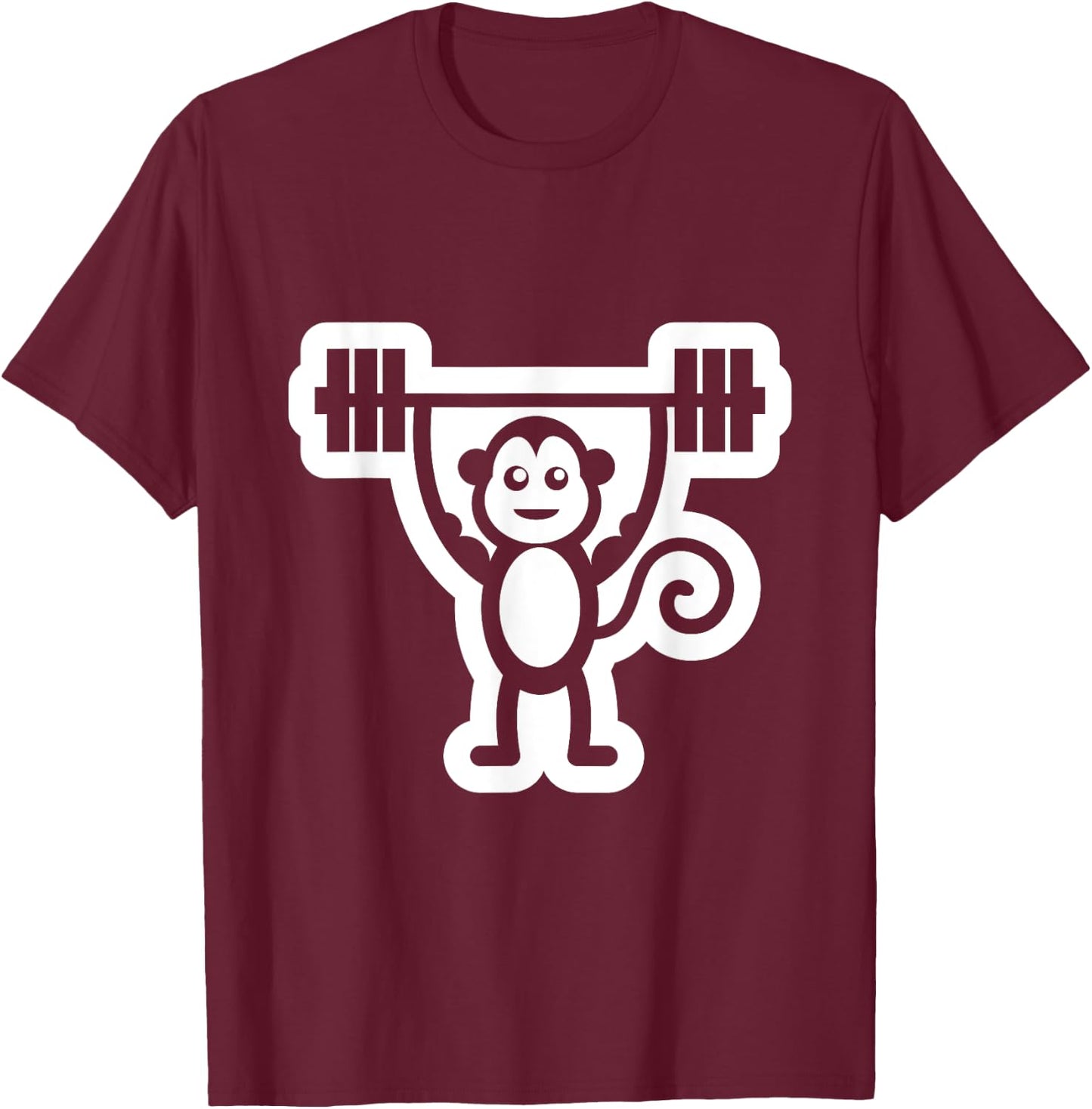 Gym Monkey Weightlifting Muscle Monkey Dead Lifting T-Shirt - T-Shirt | Maroon