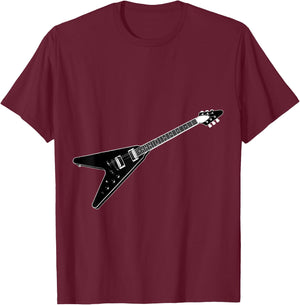 Flying V Guitar Hard Rock Heavy Death Nu Metal Music Band T-Shirt - T-Shirt | Maroon