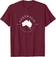 Australia Travel Souvenir Vintage Retro - -Adults, Black, Small, Short Sleeve T-Shirt - T-Shirt | Maroon