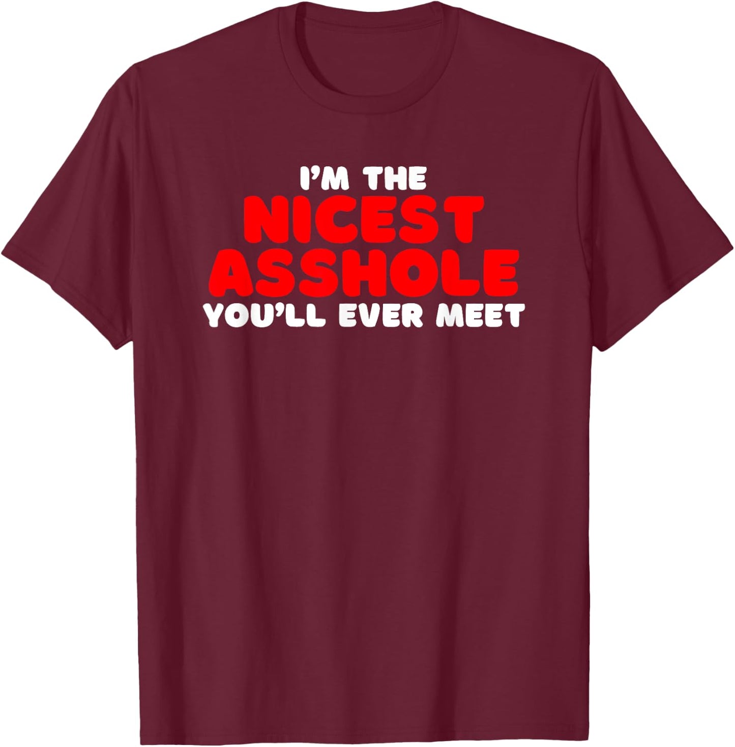 I'm The Nicest Asshole You'll Ever Meet Offensive adult Joke T-Shirt - T-Shirt | Maroon