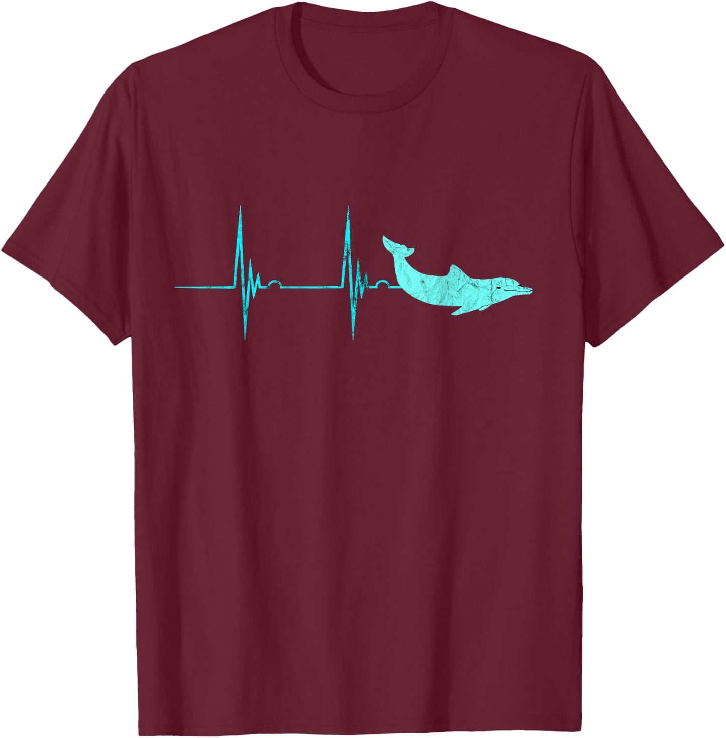 Bottlenose Dolphin Heartbeat Mammals EKG Pulse Ocean T-Shirt - T-Shirt | Maroon