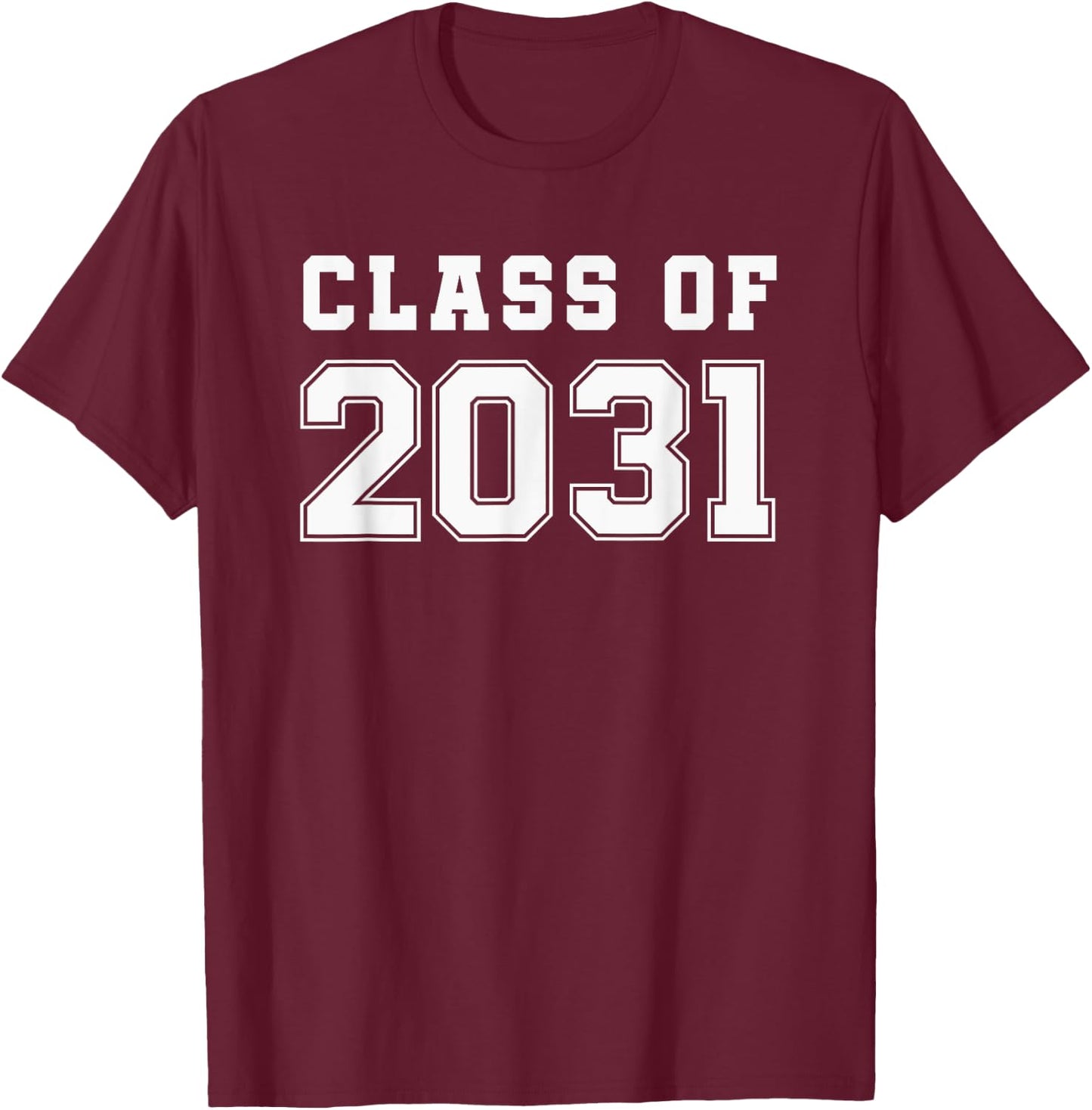 Class of 2031 First Day of School Grow With Me Shirt T-Shirt - T-Shirt | Maroon