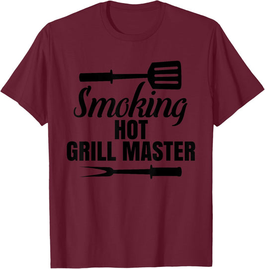 Smoking Hot Grill Master BBQ King Queen of The Grill T-Shirt - T-Shirt | Maroon