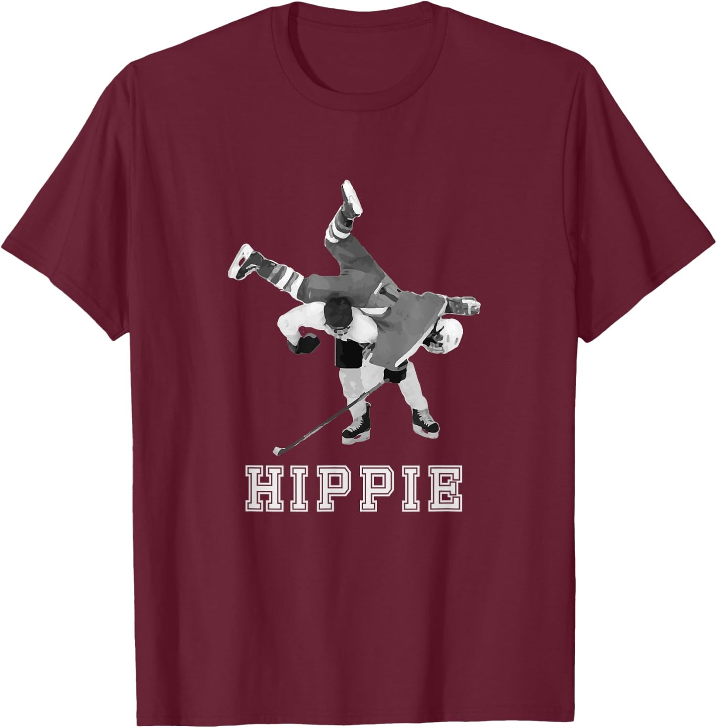 Hippie Hip Check Hockey T-Shirt - T-Shirt | Maroon