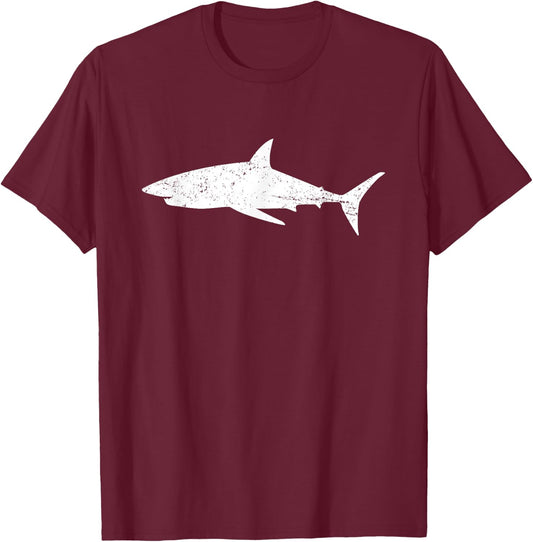 Vintage Distressed Style Mako Shark T-Shirt - T-Shirt | Maroon