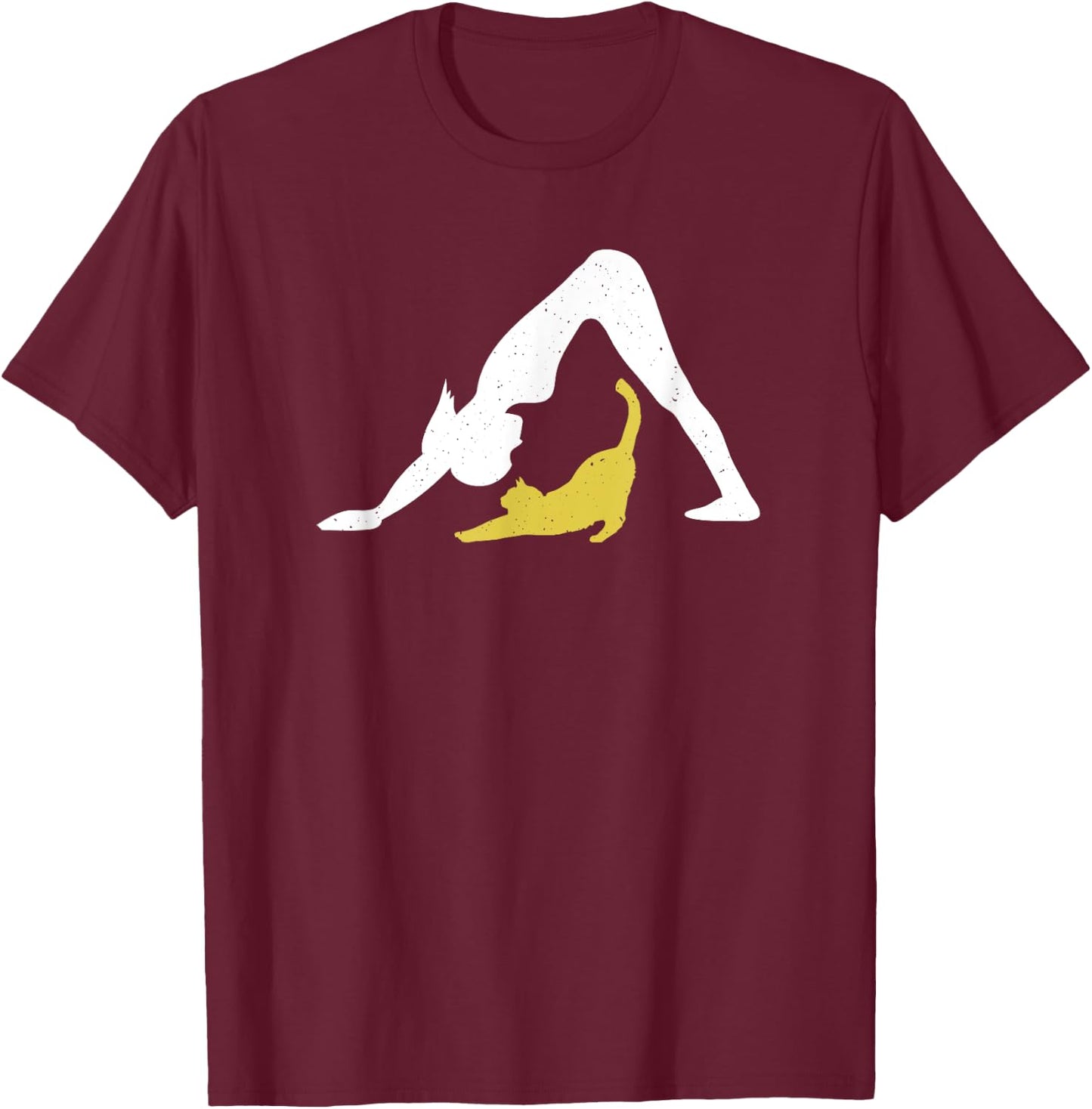 Cat Yoga Downward Dog Pose w Downward Cat T Shirt T-Shirt - T-Shirt | Maroon