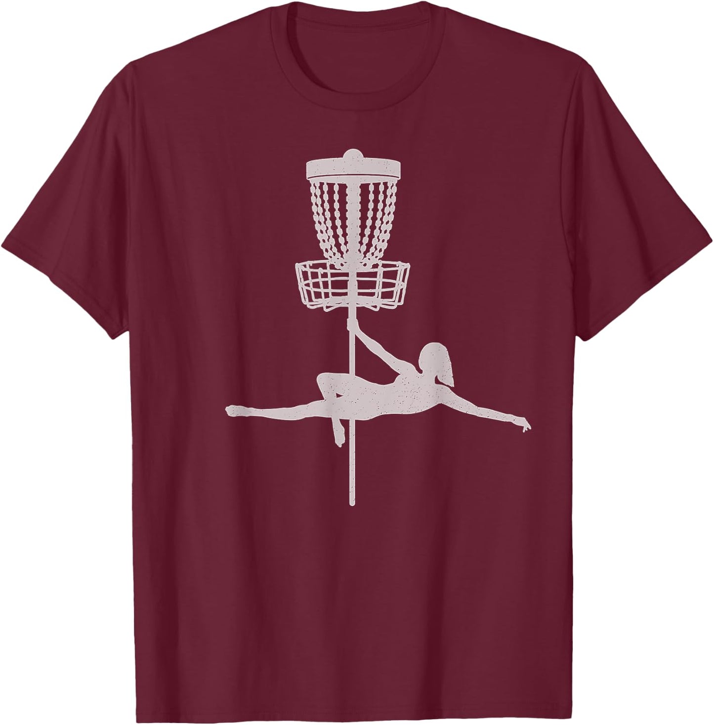 Disc Golfer Pole Dancer Shirt Funny Vintage Disc Golfing T-Shirt - T-Shirt | Maroon