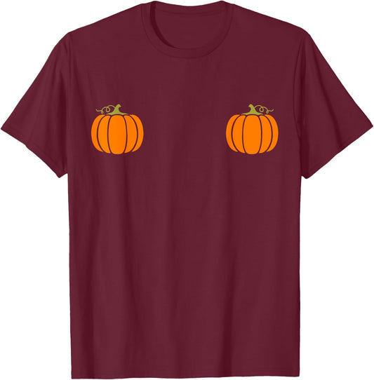 Pumpkin Boobs - Halloween Pumpkin Shirt T-Shirt - T-Shirt | Maroon