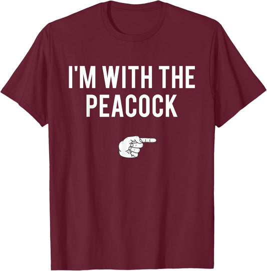 I'm With Peacock Halloween Costume Party Matching Peacock T-Shirt - T-Shirt | Maroon
