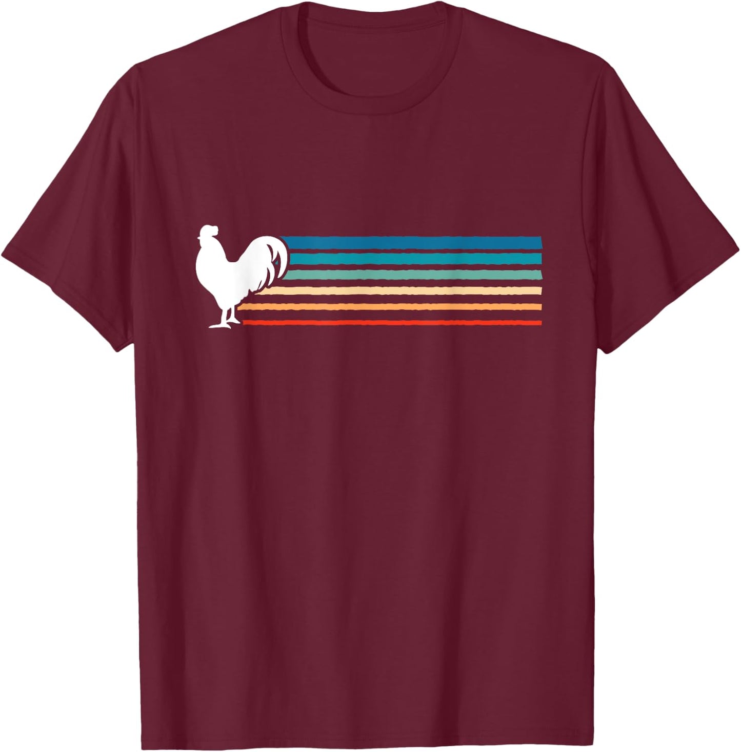 France Rainbow Rooster - Funny Retro Animal T-Shirt - T-Shirt | Maroon