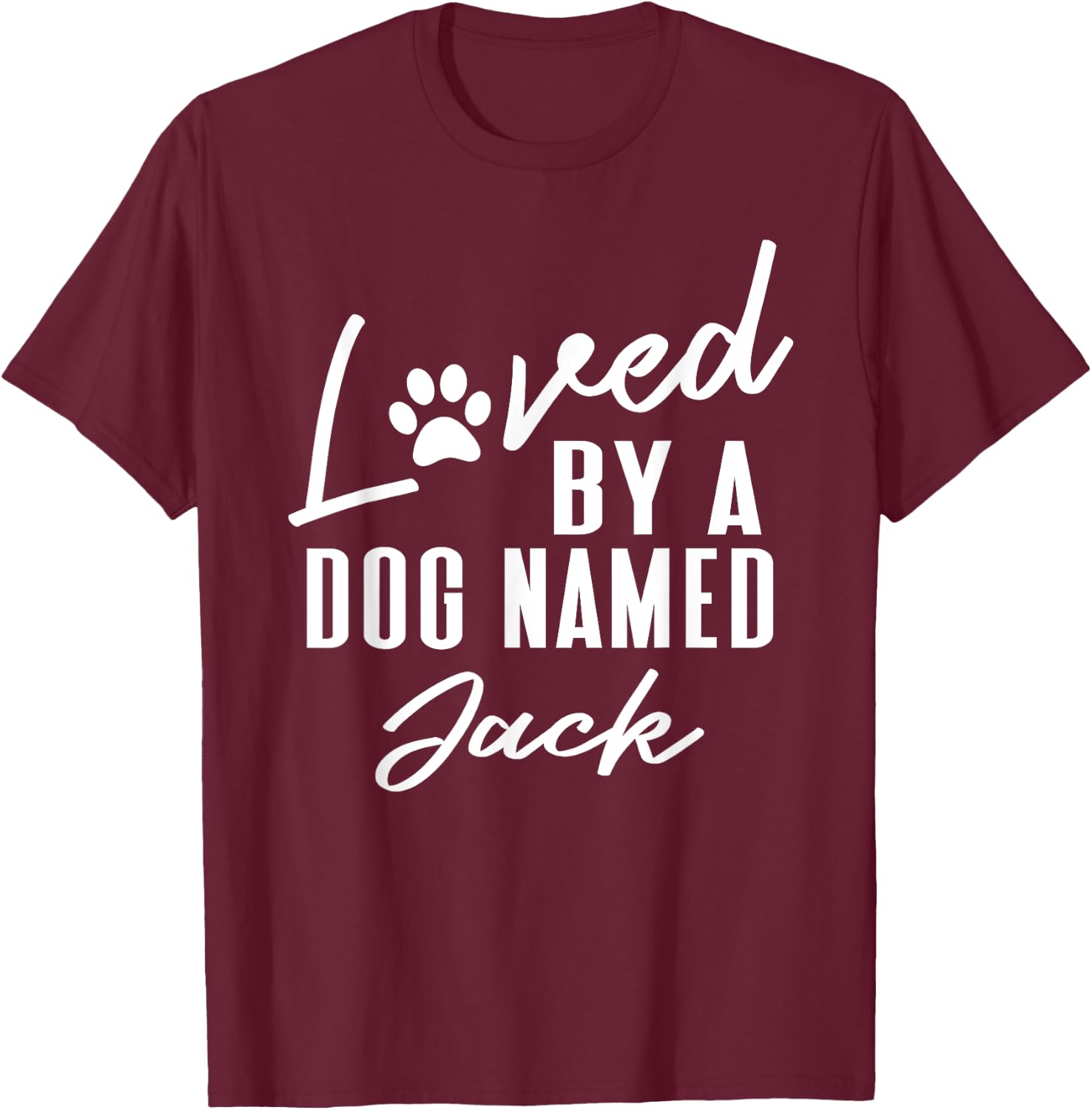 Personalized Dog Name Jack - Pet Lover Paw Print T-Shirt - T-Shirt | Maroon