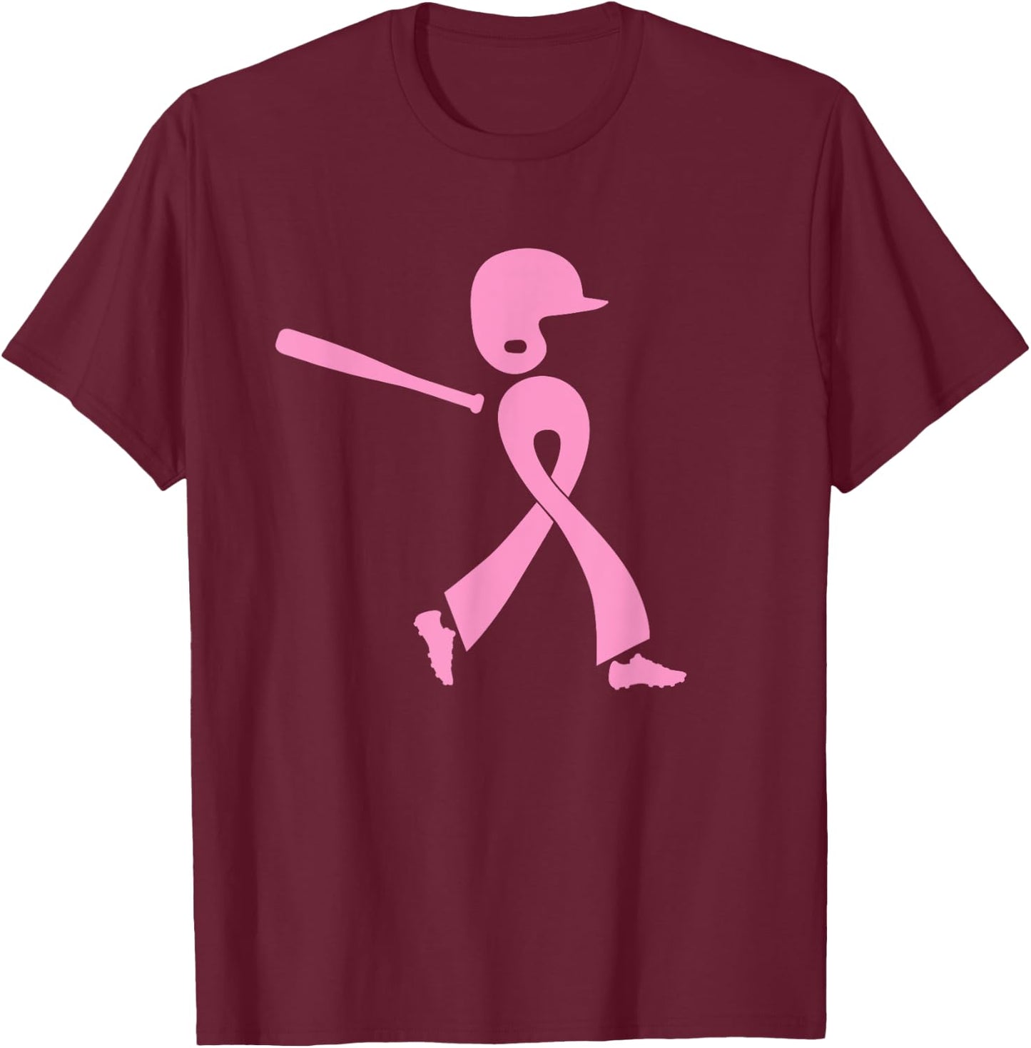 Strike Out Breast Cancer Awareness Pink Ribbon Baseball T-Shirt - T-Shirt | Maroon