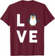 Cute I Love Penguins Bird Humour Funny Baby Penguin T-Shirt - T-Shirt | Maroon