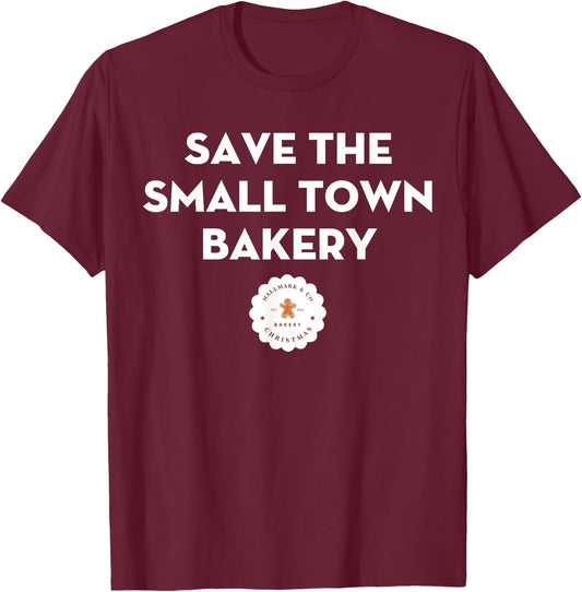 Save The Small Town Bakery Gingerbread Christmas Cookie T-Shirt - T-Shirt | Maroon