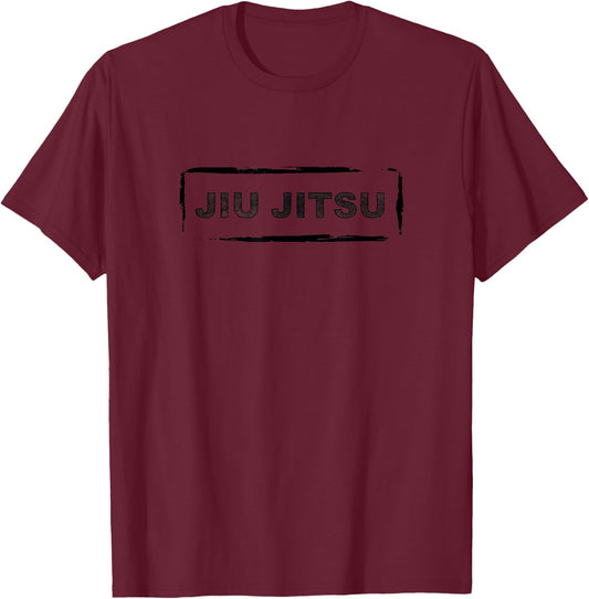 Jiu Jitsu Stamp Distressed T Shirt T-Shirt - T-Shirt | Maroon
