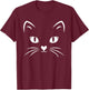 Cat Face, Black Cat, Halloween Costume T-Shirt - T-Shirt | Maroon