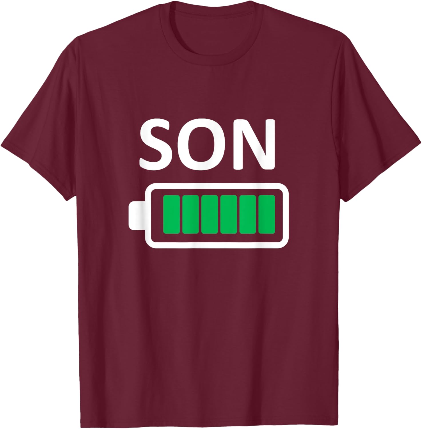 Funny Nerdy Family Son Full Battery Never Tired Geek T-Shirt - T-Shirt | Maroon