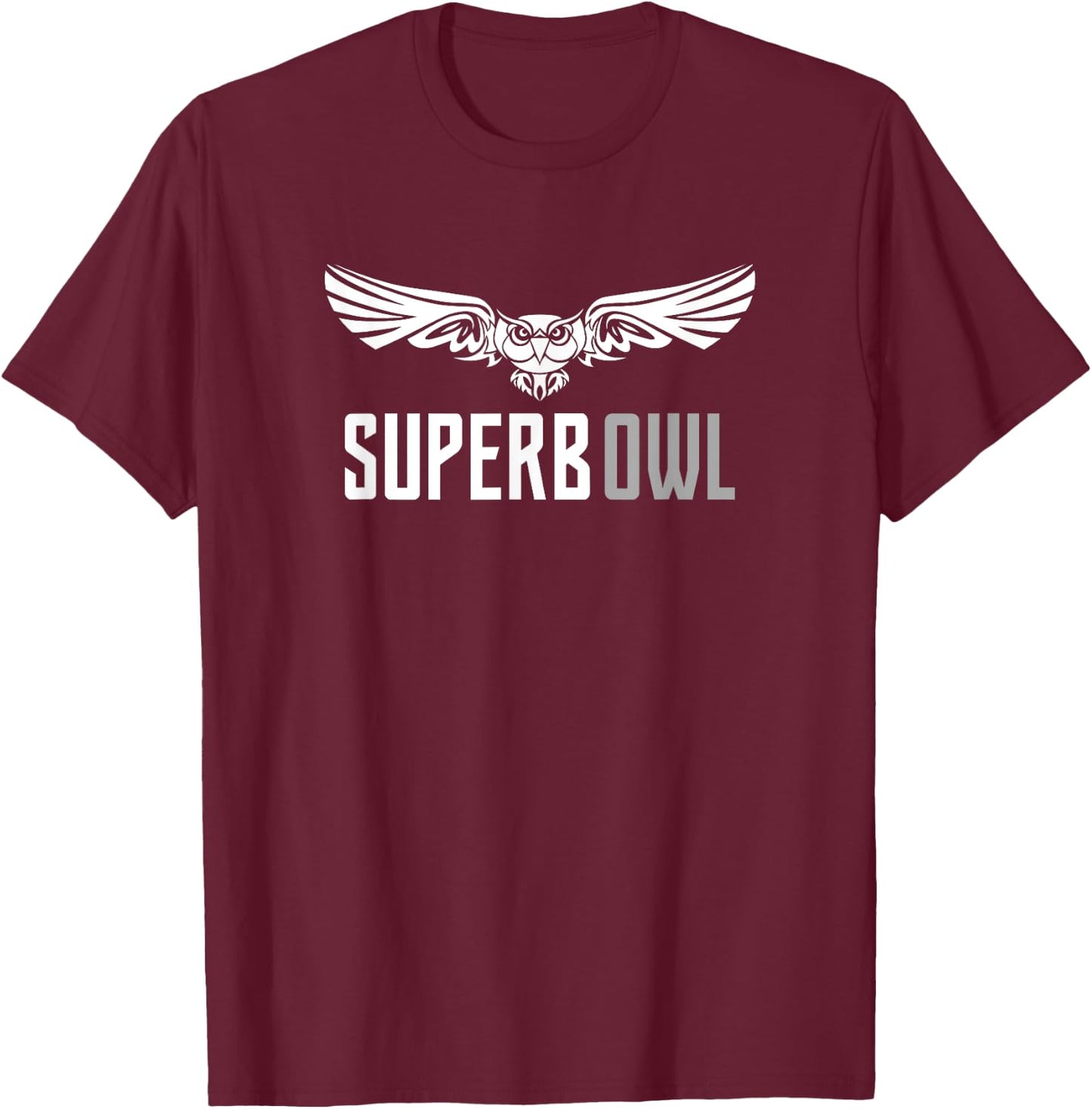 The Superb Owl Apparel - Owl Bird Shirt - -Adults, Kids - Black - Small - Short Sleeve - Cotton Blend - Modern - Nature - Casual - SHIRT T-Shirt - T-Shirt | Maroon