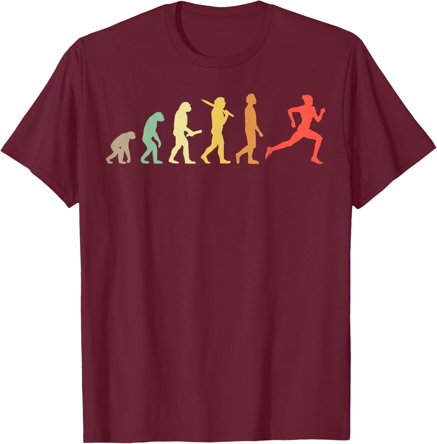 Retro Running Evolution Gift Runners & Joggers T-Shirt - T-Shirt | Maroon