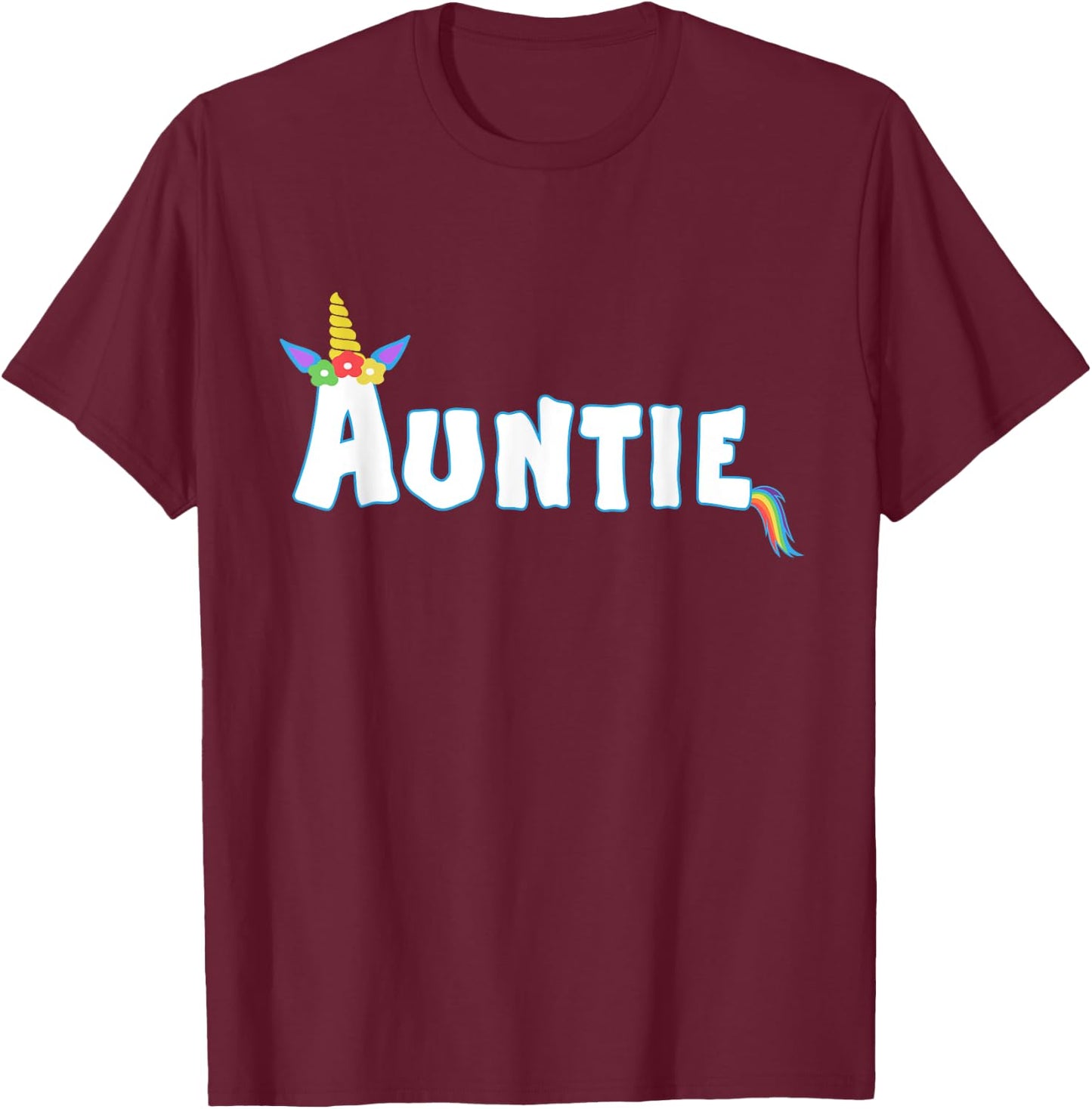 Unicorn Birthday Girl Funny Auntie Aunt Family Matching T-Shirt - T-Shirt | Maroon
