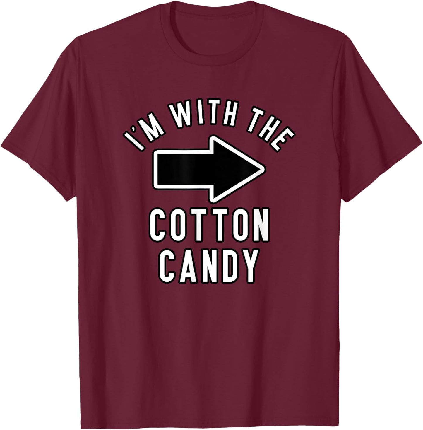 Couples Halloween Costume Shirts I'm With The Cotton Candy T-Shirt - T-Shirt | Maroon