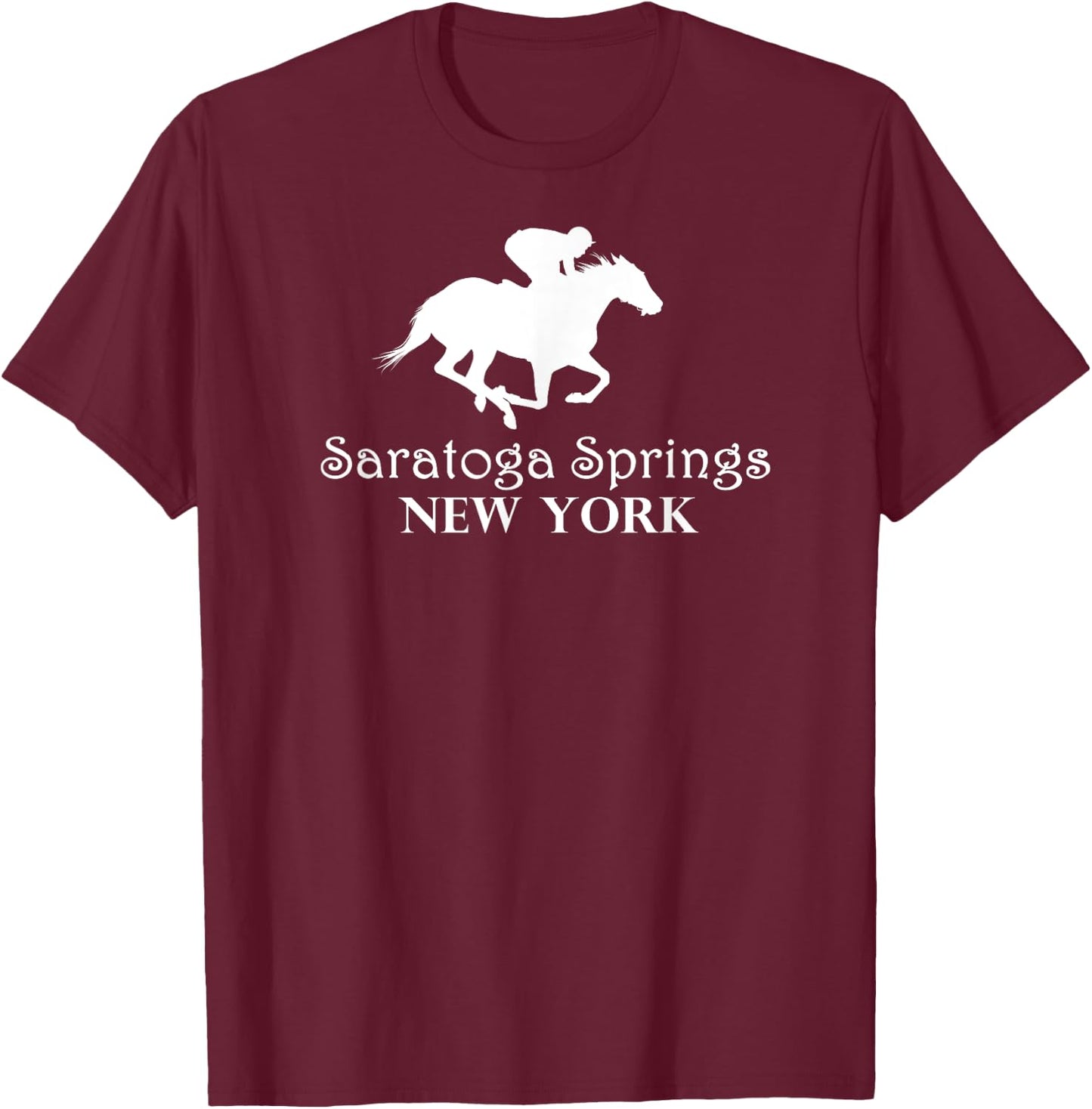 Saratoga Springs New York Horse Racing Jockey T-Shirt - T-Shirt | Maroon