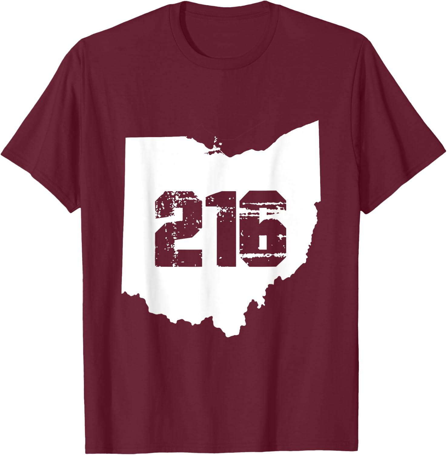 Cleveland Ohio 216 Area Code Number T-Shirt - T-Shirt | Maroon