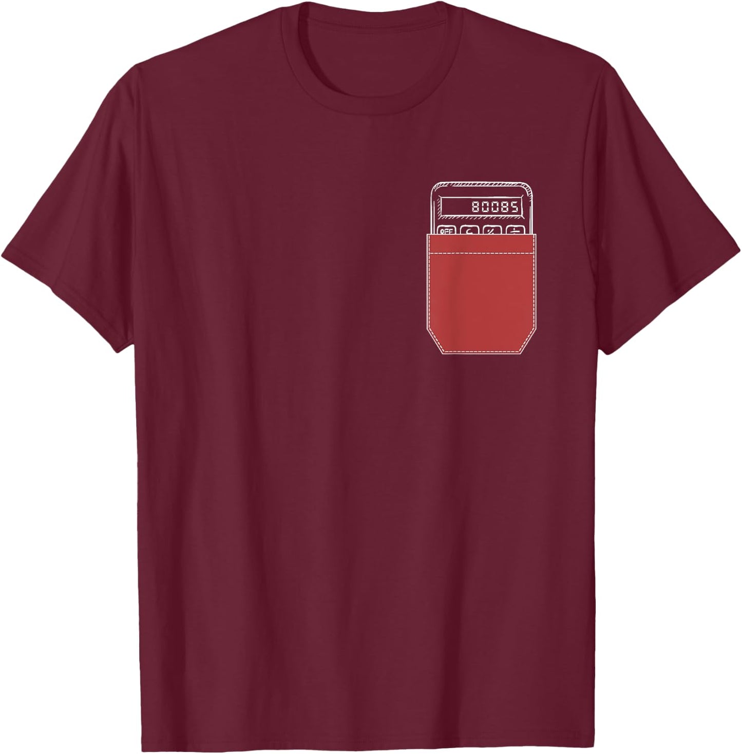 Pocket Calculator 80085 Funny Retro T-Shirt - T-Shirt | Maroon