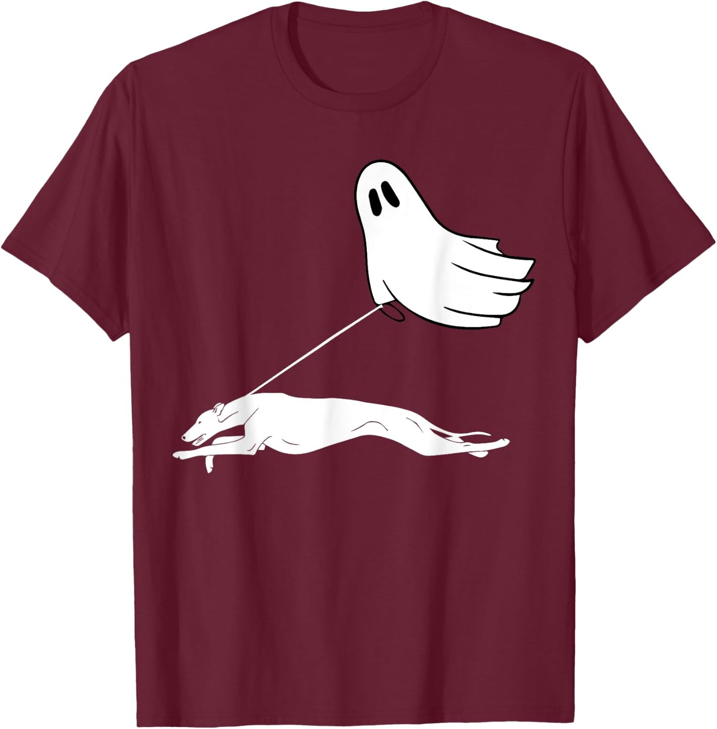 Ghost Greyhound Halloween T-Shirt - T-Shirt | Maroon