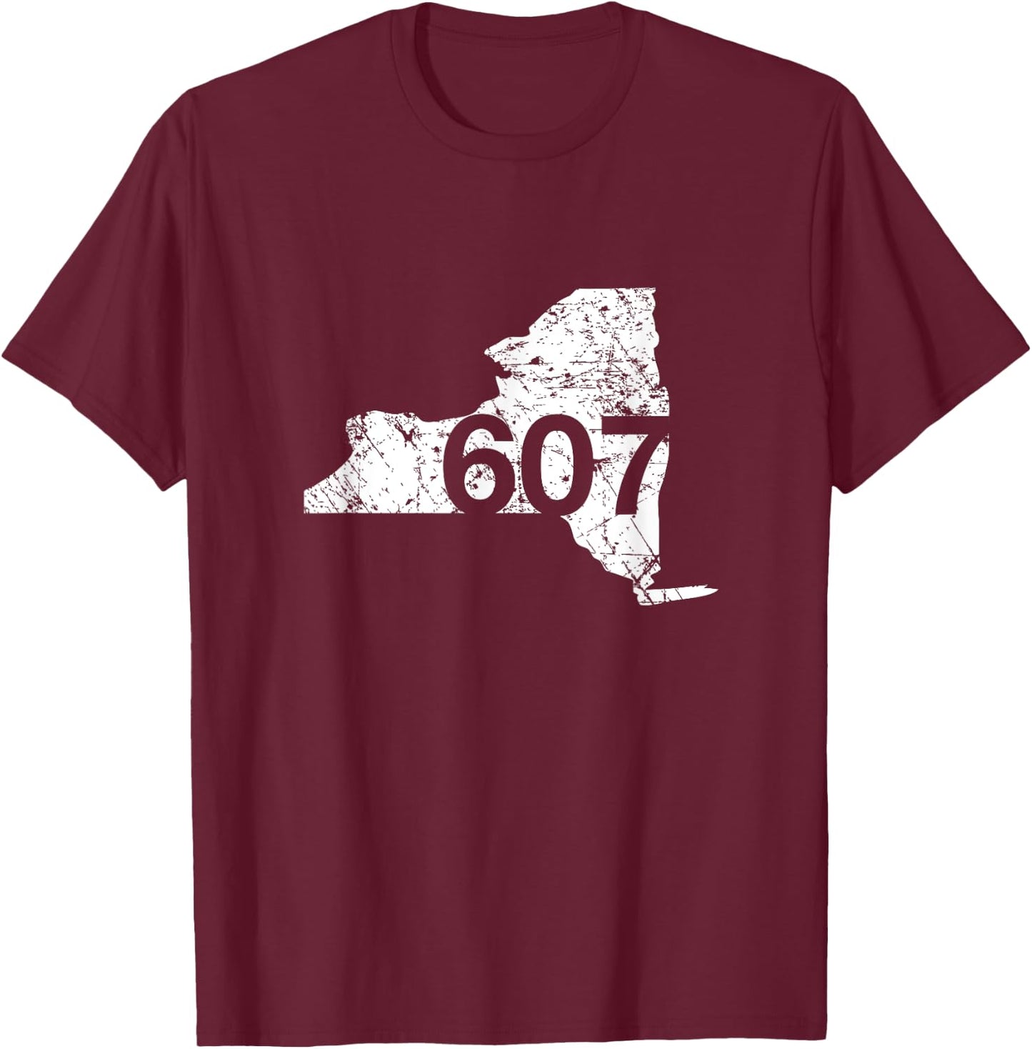 Ithaca Area Code 607 Shirt, New York Souvenir Gift T-Shirt - T-Shirt | Maroon
