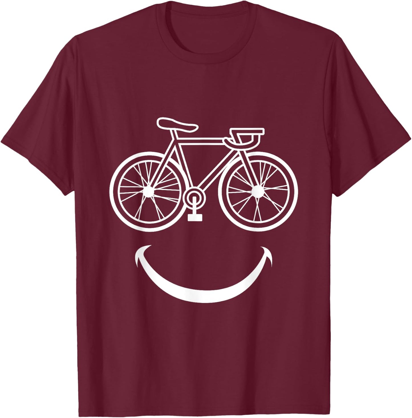 Funny Bicycle Smile Bike Smiling Face Biker T-Shirt - T-Shirt | Maroon