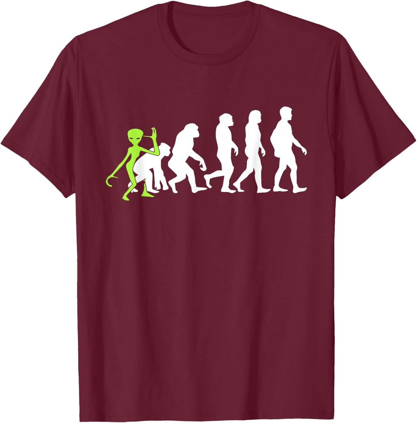 ALIENATIONS: Human Evolution Alien Graphic T-Shirt - T-Shirt | Maroon