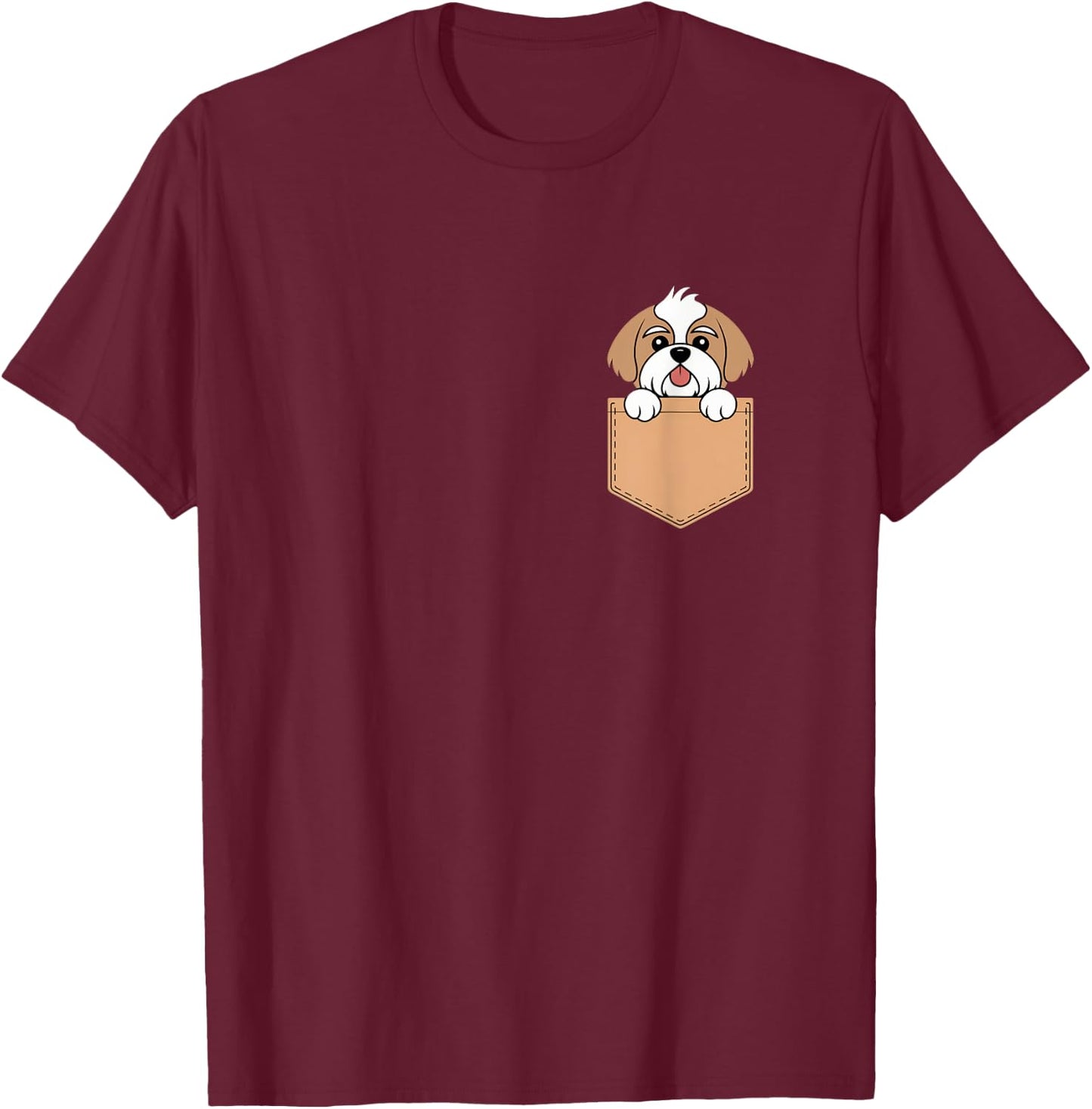 Shih Tzu In Pocket Dog Owner Cute Puppy Lover T-Shirt - T-Shirt | Maroon