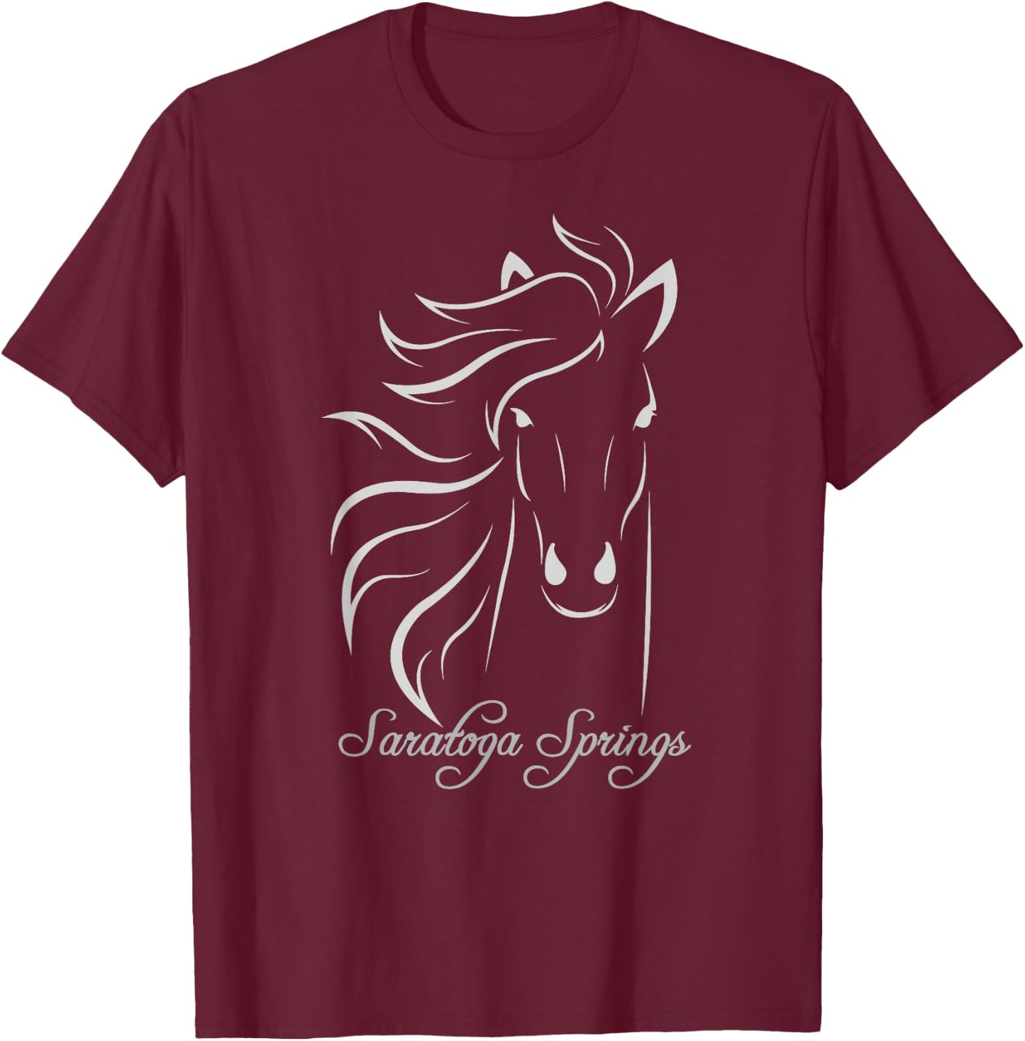 Saratoga Springs Upstate New York Horse T-Shirt - T-Shirt | Maroon