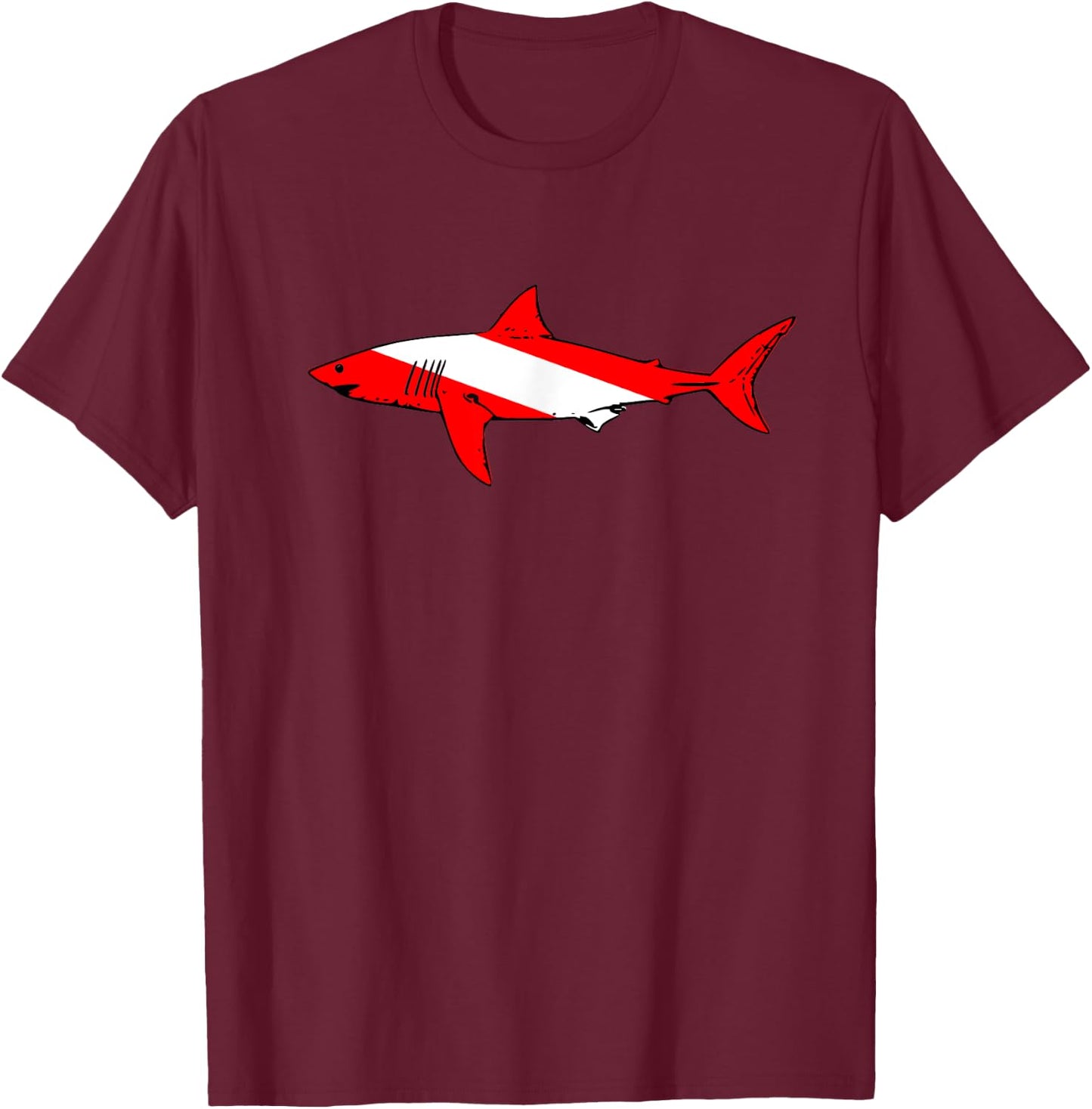 DIVE Shark Diver Down Flag Scuba Diving Graphic T-Shirt - T-Shirt | Maroon