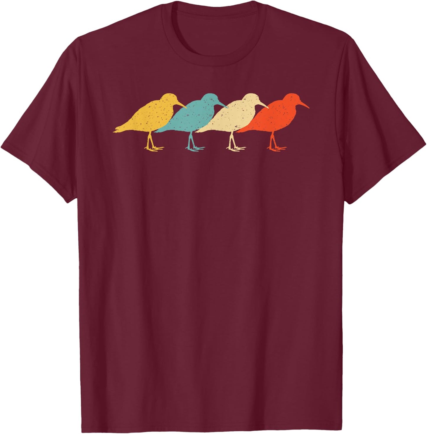 Dunlin Vintage Retro Sandpiper Bird Wader Lover 60s 70s Gift T-Shirt - T-Shirt | Maroon