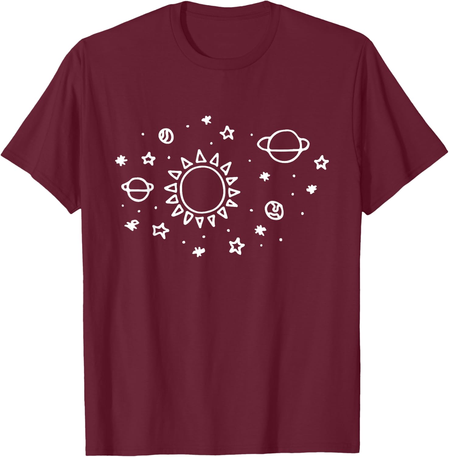 Minimalist Graphic Astronomy Solar System T-Shirt - T-Shirt | Maroon