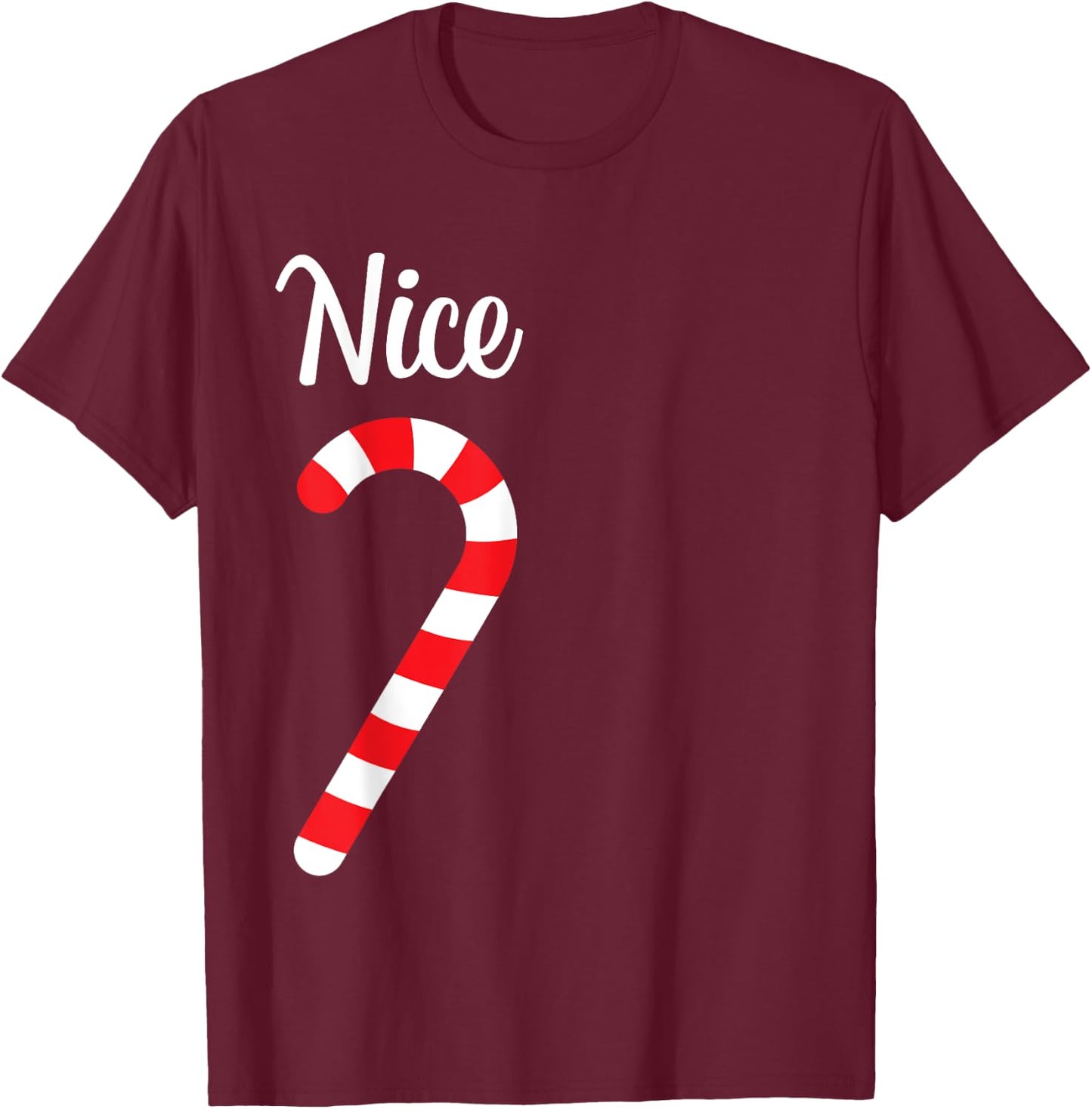Matching Naughty and Nice Couples Christmas Pajamas T-Shirt - T-Shirt | Maroon