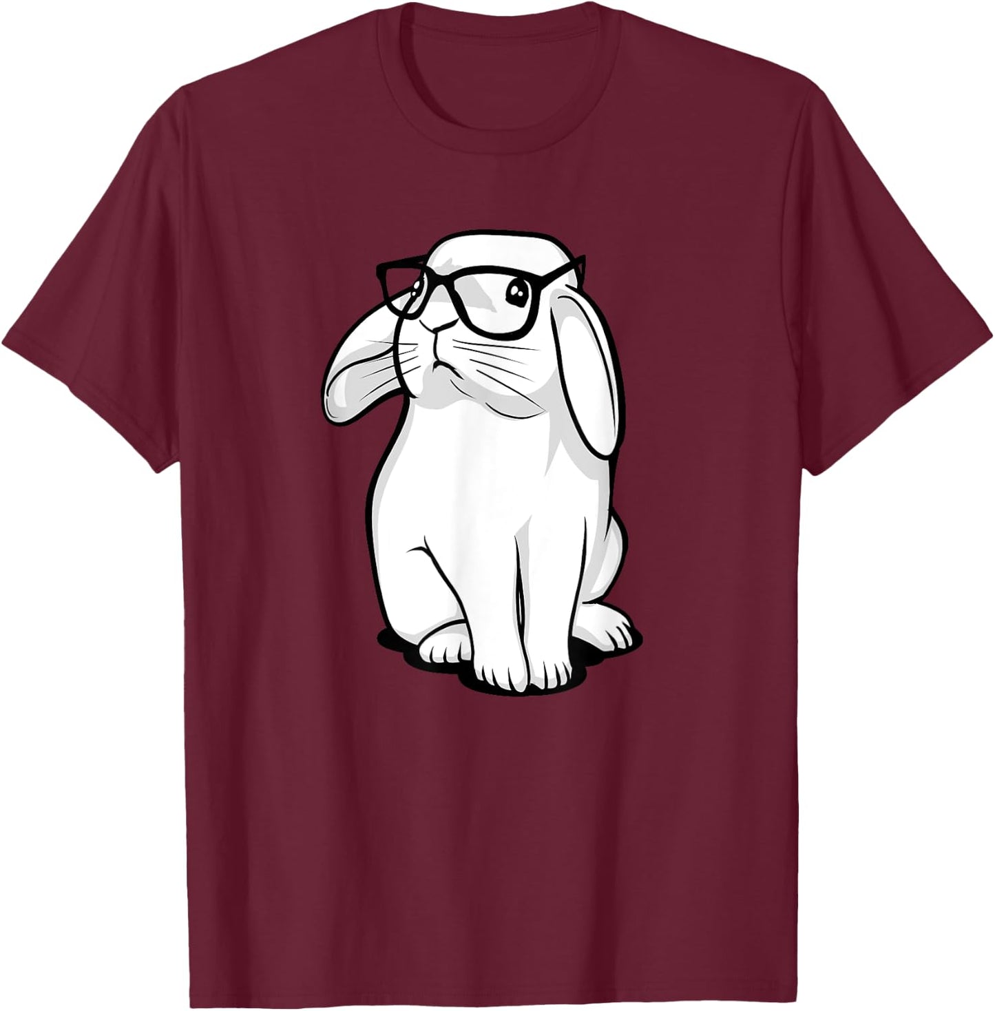 Rabbit Nerdy Geek Bunny With Glasses Kids Girls Boys T-Shirt - T-Shirt | Maroon