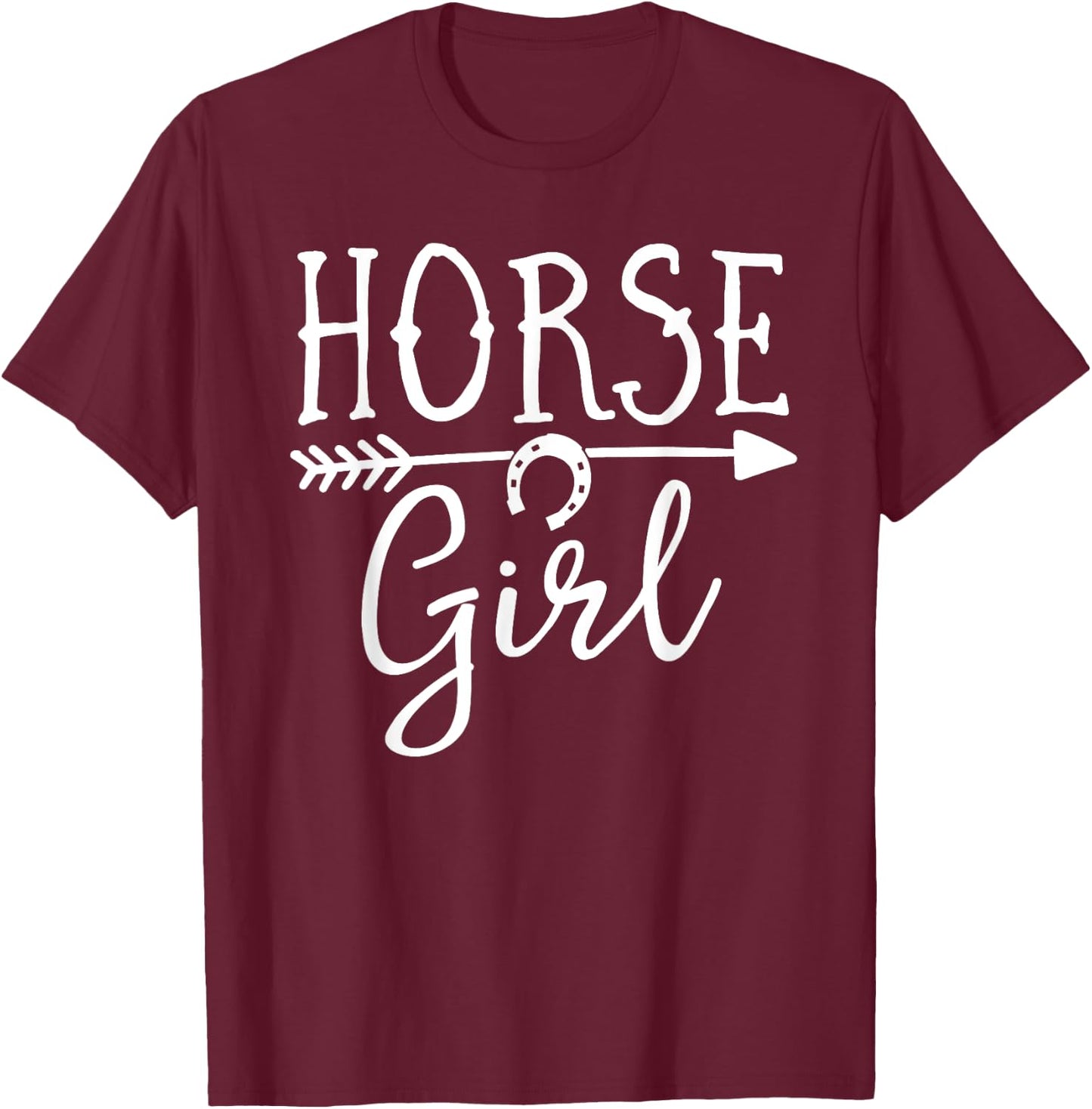 Horse Girl Equestrian Riding Rider Show Farm Barn Horseshoe T-Shirt - T-Shirt | Maroon