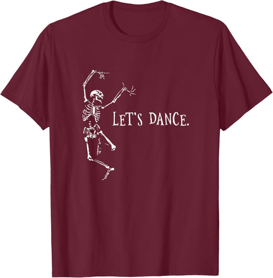 Let's Dance Dancing Skeletons Halloween T-Shirt - T-Shirt | Maroon