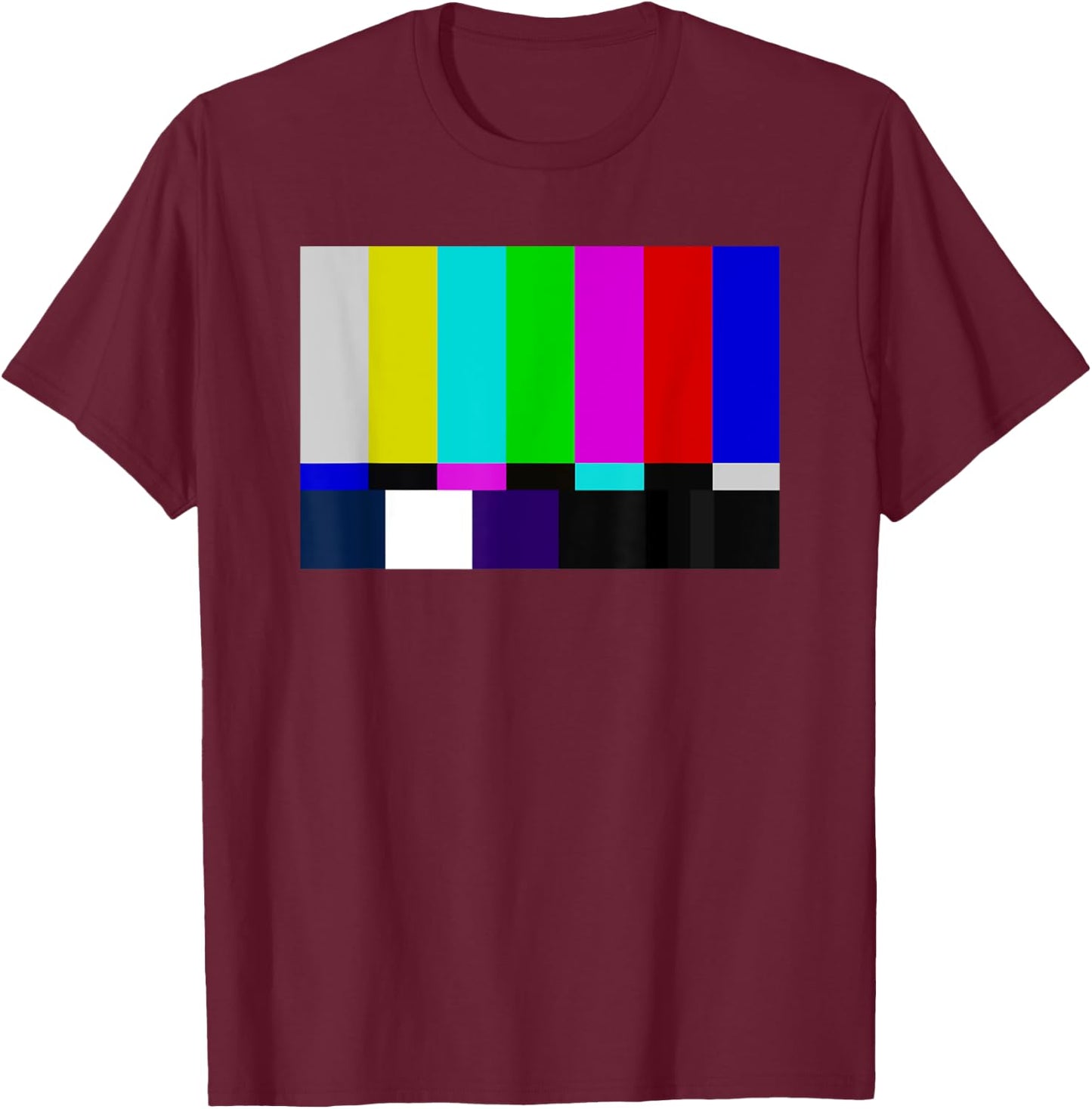 No TV Signal Television Screen Color Bars Test Cool Pattern T-Shirt - T-Shirt | Maroon