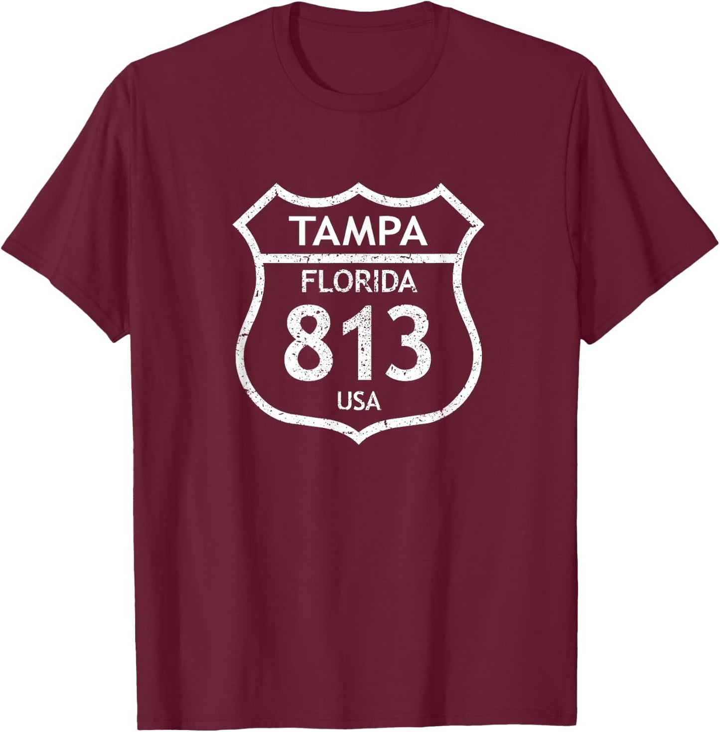 Florida Area Code 813 Tampa, FL Home State T Shirt T-Shirt - T-Shirt | Maroon