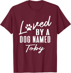 Personalized Dog Name Toby Gift - Pet Lover Paw Print T-Shirt - T-Shirt | Maroon