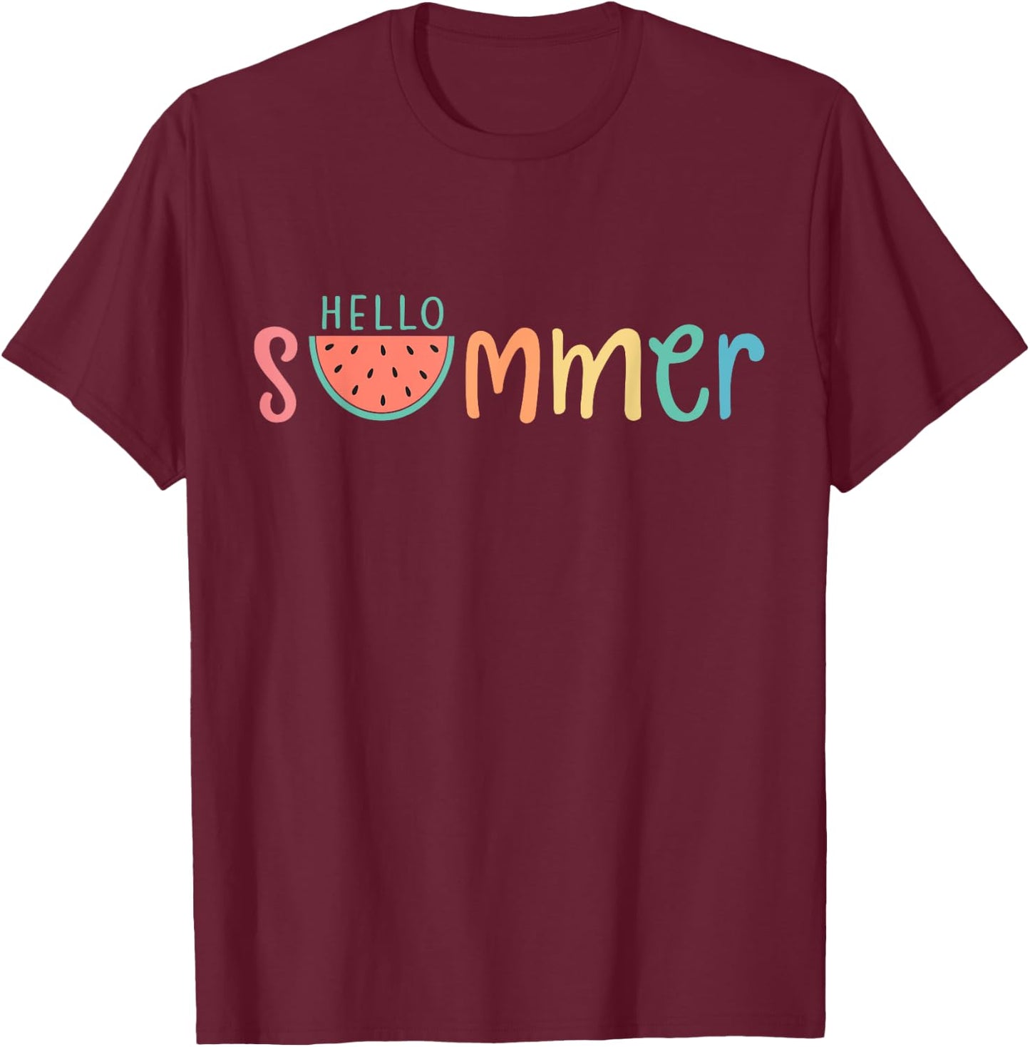 Hello Summer Vacation Watermelon Gift Women Kids T-Shirt - T-Shirt | Maroon
