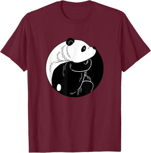 Panda Yin Yang Funny Harmony Balance Humor Animal Puns Gift T-Shirt - T-Shirt | Maroon